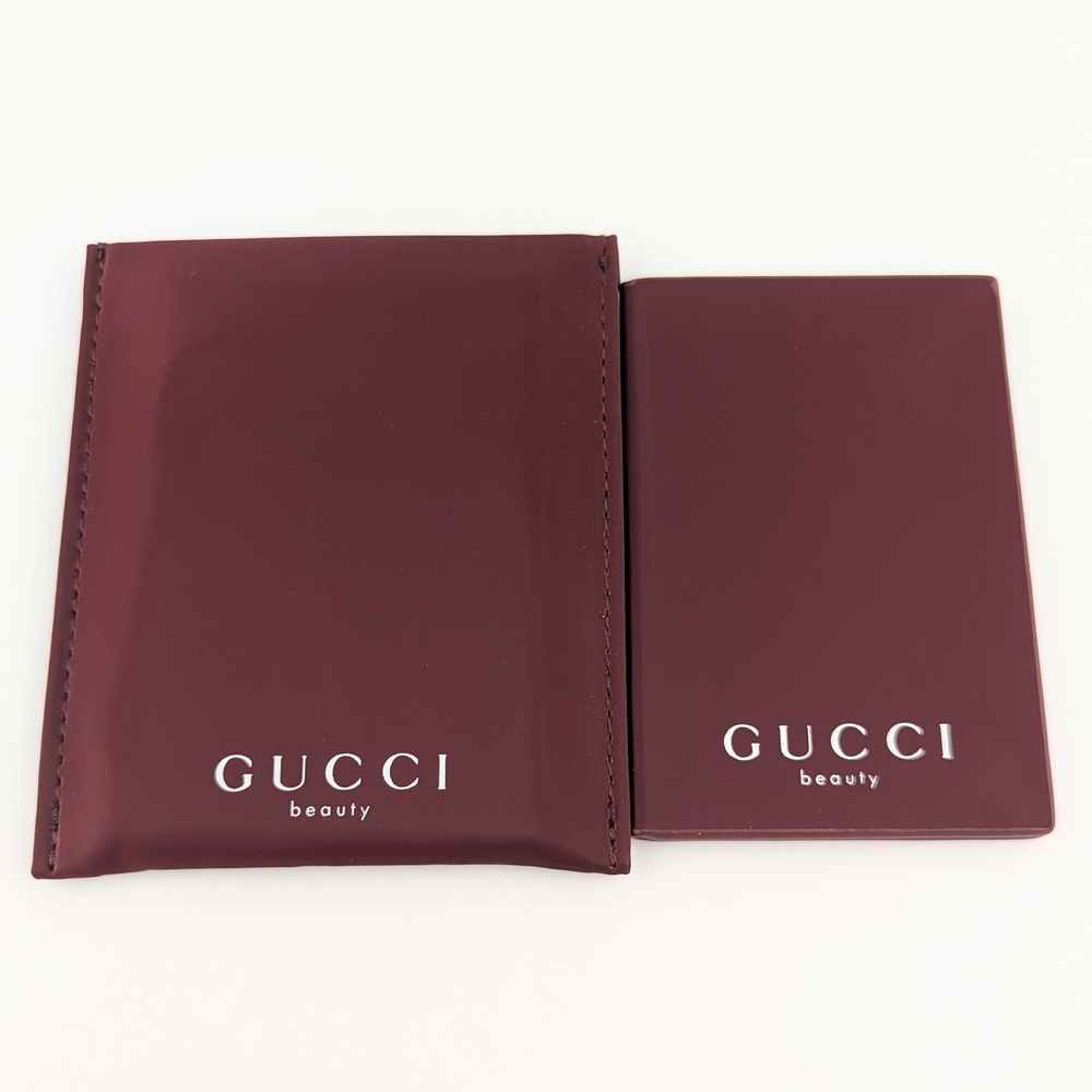Gucci Beauty Burgundy Compact Mirror With Sleeve